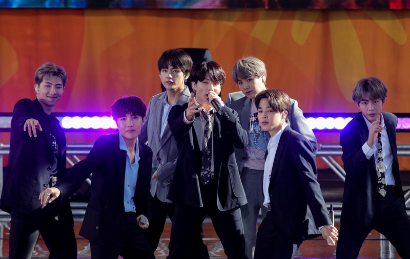 FILE PHOTO: Members of K-Pop band, BTS perform on ABC's 'Good Morning America' show in Central Park in New York