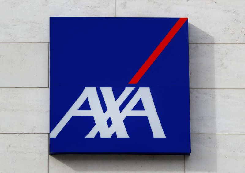 FILE PHOTO: Logo of insurer Axa is seen at the entrance of the company's headquarters in Brussels