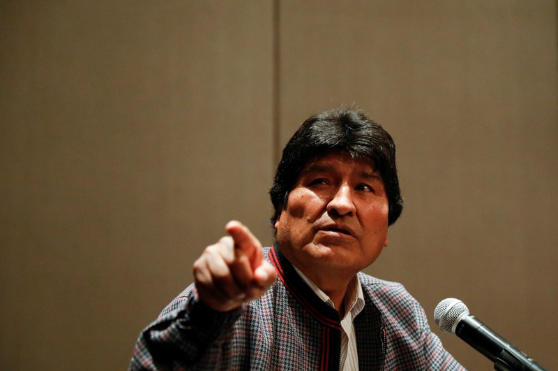 Former Bolivian President Evo Morales holds a news conference in Mexico City