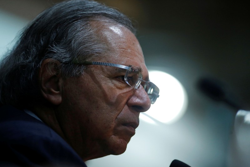 FILE PHOTO: Brazil's Economy Minister Paulo Guedes attends a news conference in Brasilia