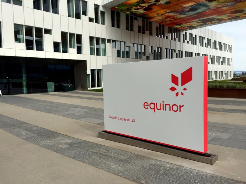 A logo of Equinor, formerly known as Statoil, is seen at the company's headquarters in Fornebu