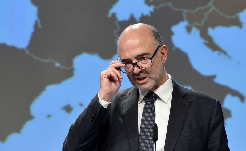 European Commissioner for Economic and Financial Affairs Pierre Moscovici presents the EU executive's autumn economic forecasts at the EU Commission headquarters in Brussels