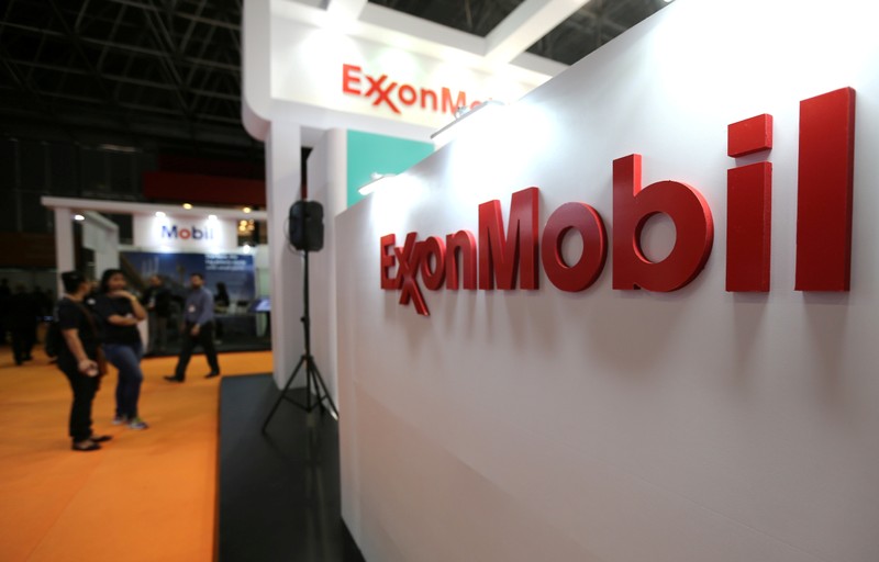 FILE PHOTO: Logo of the Exxon Mobil Corp is seen at the Rio Oil and Gas Expo and Conference in Rio de Janeiro