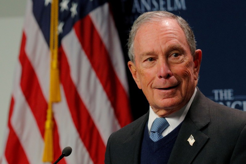 FILE PHOTO: Former New York City Mayor Bloomberg speaks at the Institute of Politics at Saint Anselm College in Manchester