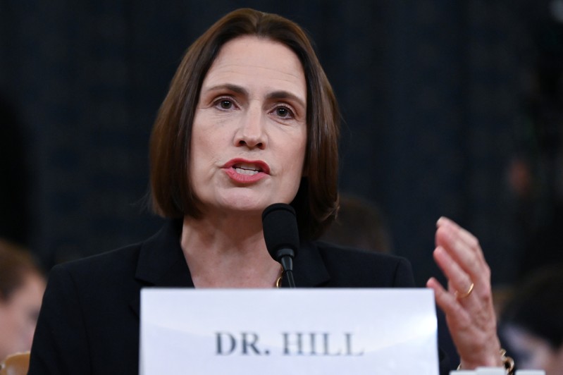 Fiona Hill testifies before a House Intelligence Committee hearing as part of the impeachment inquiry into U.S. President Donald Trump on Capitol Hill in Washington