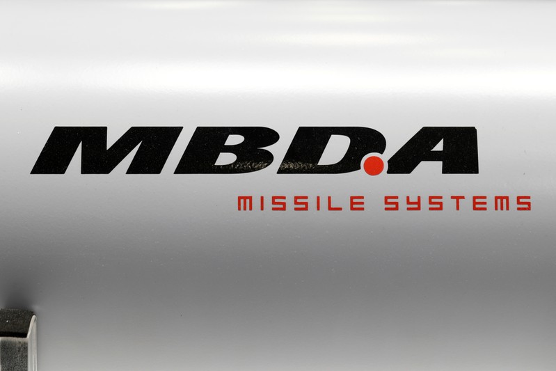 The logo of MBDA Missile Systems is seen at Euronaval, the world naval defence exhibition in Le Bourget near Paris