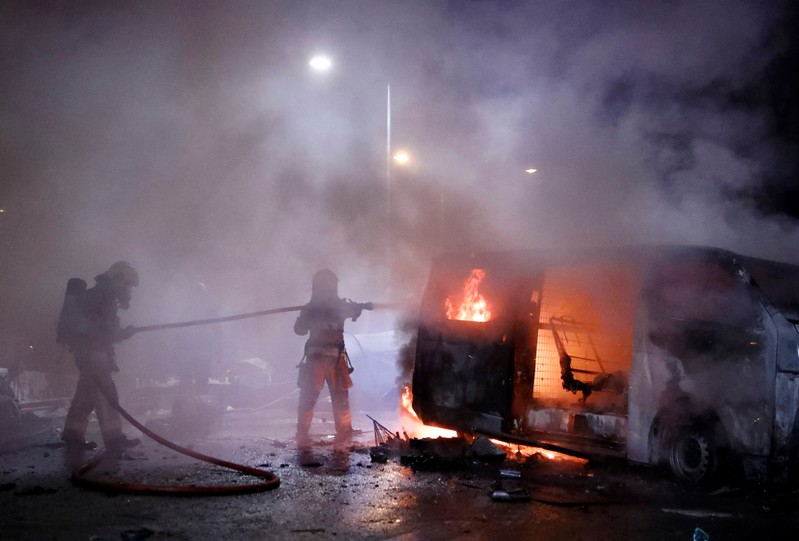 Protesters block Tolo Highway outside Chinese University campus in Hong Kong