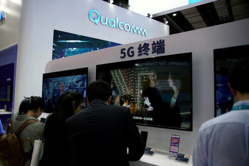 A Qualcomm sign is seen at the second China International Import Expo (CIIE) in Shanghai