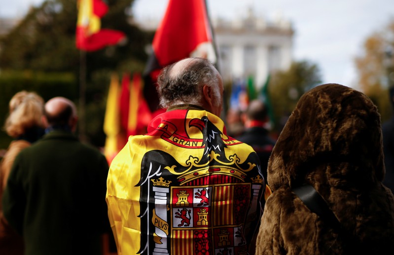 Franco supporters march against his exhumation on 44th anniversary of his death, in Madrid