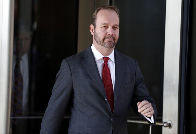 Former Trump campaign aide Rick Gates departs after bond hearing at U.S. District Court in Washington