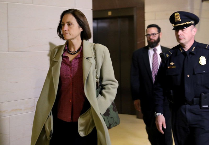 Fiona Hill arrives to testify in Trump impeachment inquiry on Capitol Hill in Washington