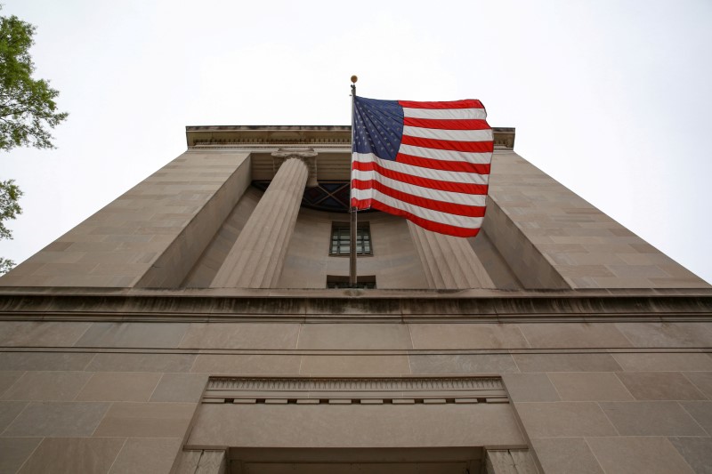 FILE PHOTO: A general view of the Department of Justice building is seen ahead of the release of the Special Counsel Robert Mueller's report in Washington