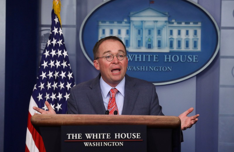 FILE PHOTO: Acting White House Chief of Staff Mulvaney answers questions at media briefing at the White House in Washington
