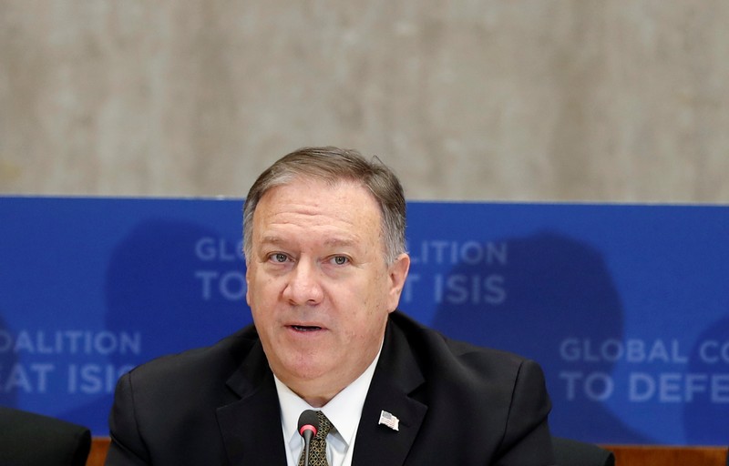 U.S. Secretary of State Mike Pompeo attends the Global Coalition to Defeat ISIS Small Group Ministerial at the State Department