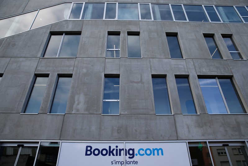 The building of the new Booking.com customers site is seen in Tourcoing