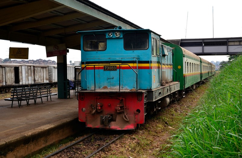 A commuter train is seen at the Uganda Railways Corporation (URC) headquarters in Kampala