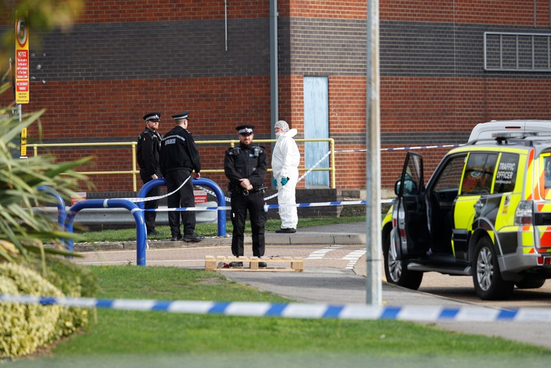FILE PHOTO - The scene where bodies were discovered in a lorry container, in Grays, Essex