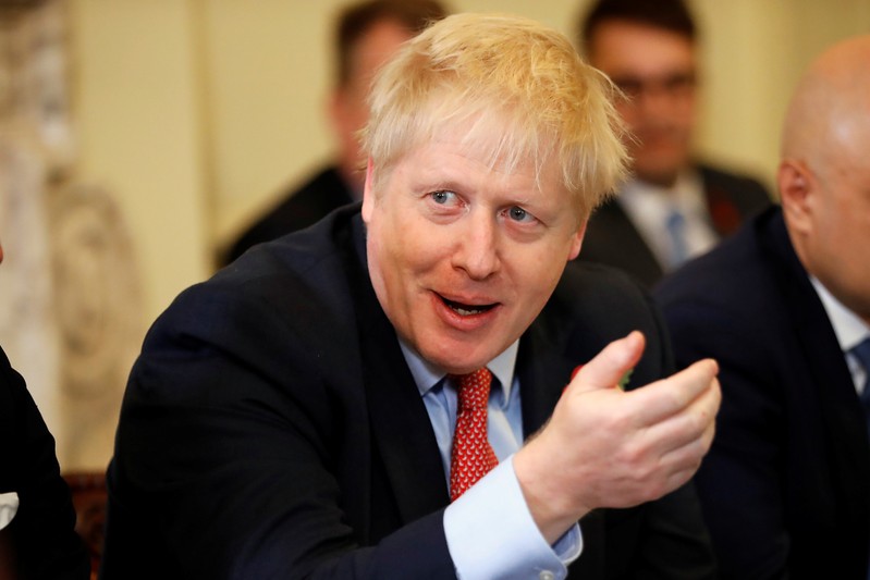 Britain's Prime Minister Boris Johnson holds a meeting of the cabinet inside number 10 Downing Street in central London