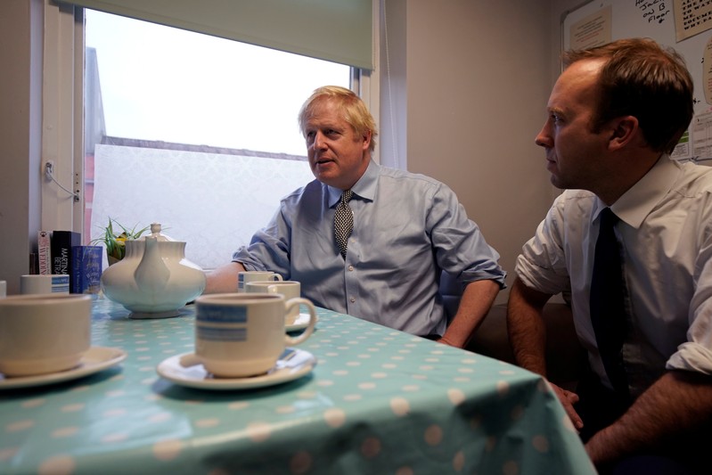 Britain's PM Johnson campaigns at hospital in Worksop