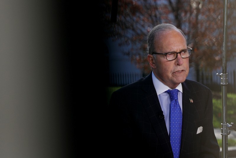 Director of the National Economic Council Larry Kudlow speaks to the media at the White House in Washington