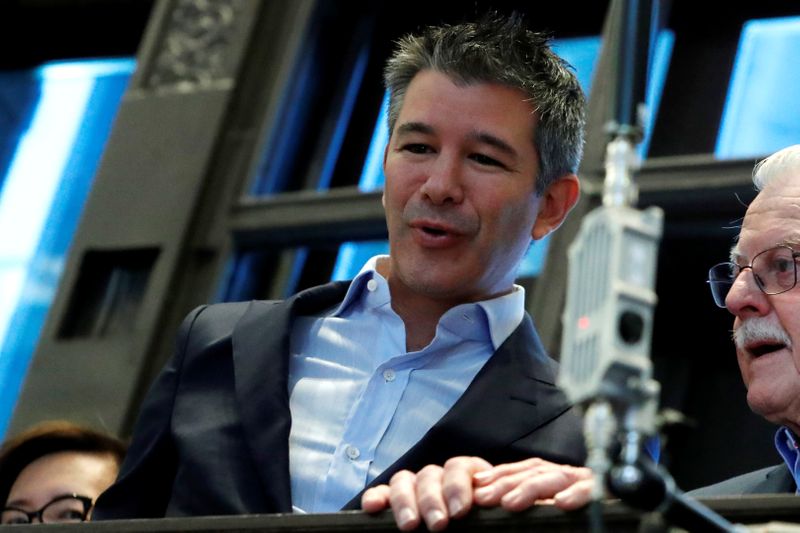 Former Uber Technologies Inc. CEO and co-founder Travis Kalanick at NYSE during the company's IPO in New York