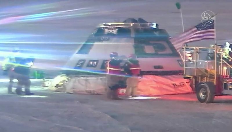 Boeing Starliner space capsule checked after landing at White Sands