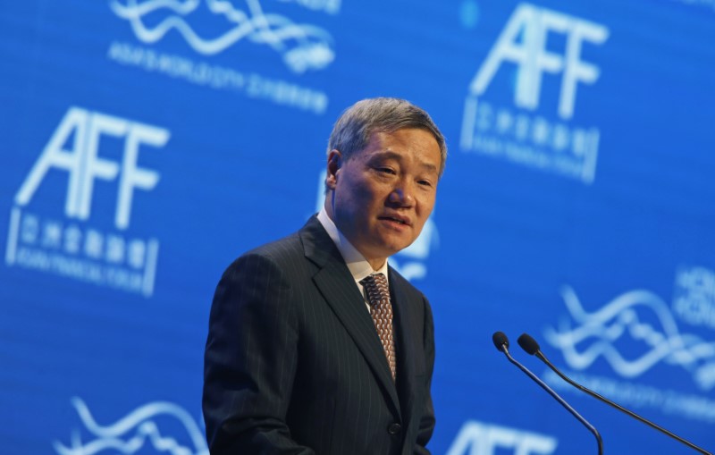 FILE PHOTO: Xiao addresses the Asian Financial Forum in Hong Kong