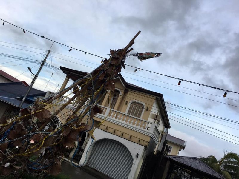 Destroyed Christmas decorations are seen after Typhoon Phanfone swept through Tanauan, Leyte, in the Philippines