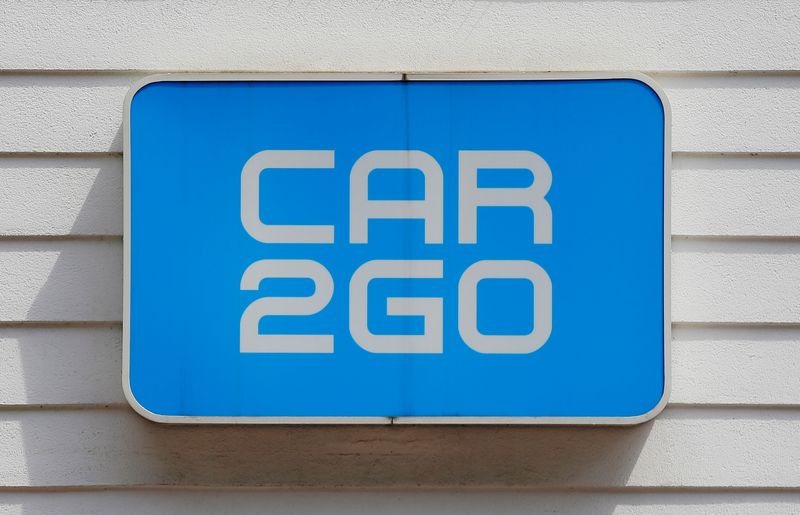 The logo of carsharing company Car2go is seen at its headquarters in Vienna