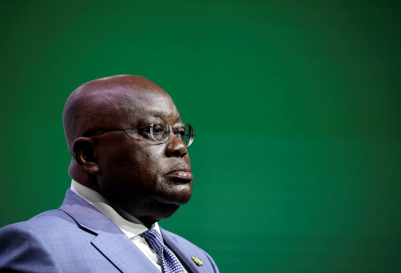 Ghana's President Nana Akufo-Addo addresses the Investing in African Mining Indaba conference in Cape Town