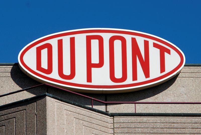 FILE PHOTO: A DuPont logo is pictured on the EMEA (Europe, Middle East & Africa) and Du Pont de Nemours International SA building in Grand-Saconnex