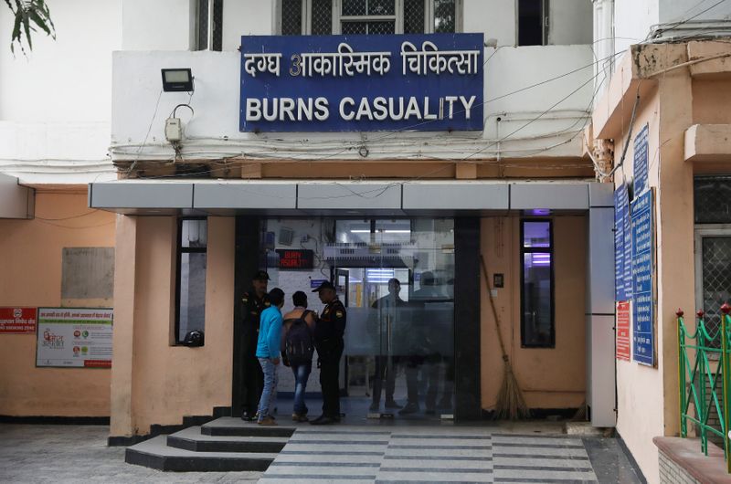 The burns casualty ward of a hospital is pictured in New Delhi