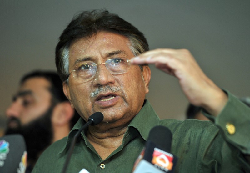 Pakistan's former President Pervez Musharraf speaks during a news conference in Dubai