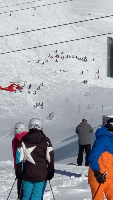 Rescue efforts following avalanche across ski piste in Andermatt