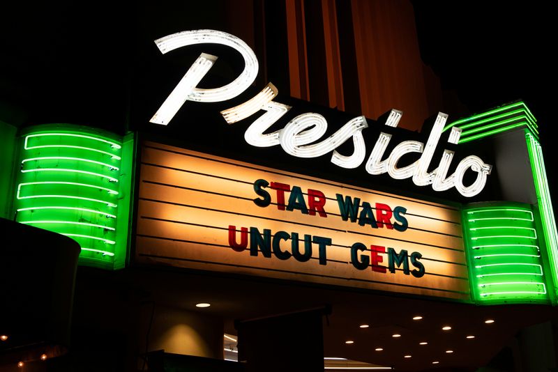 FILE PHOTO: The marquee at the Presidio Theater is seen before the opening of the final chapter of the Skywalker saga 'Star Wars: The Rise of Skywalker' in San Francisco