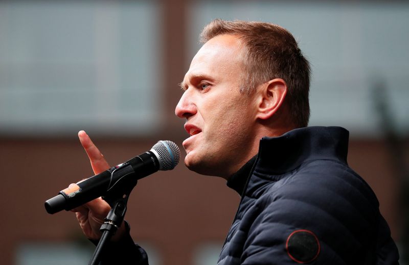 Russian opposition leader Navalny attends a rally to demand the release of jailed protesters in Moscow