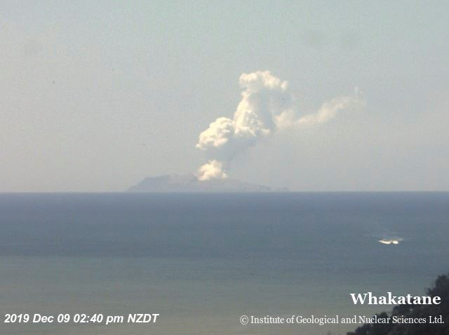 Smoke bellows from Whakaari, also known as White Island, volcano as it erupts in New Zealand