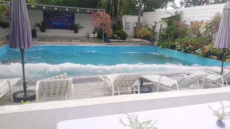 Water in hotel pool splashed during an earthquake in General Santos City