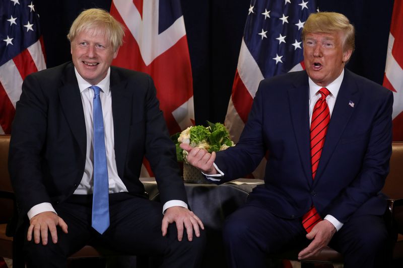 FILE PHOTO: U.S. President Trump meets with British Prime Minister Johnson on sidelines of U.N. General Assembly in New York City