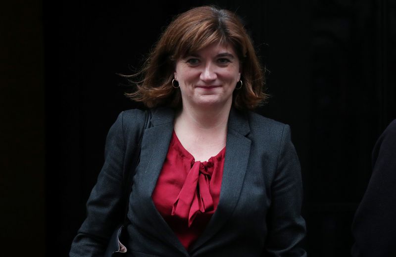 FILE PHOTO: Britain's Digital, Culture, Media and Sport Secretary Nicky Morgan is seen outside Downing Street in London