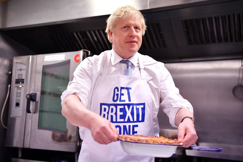 Britain's Prime Minister Boris Johnson campaigns in Derby