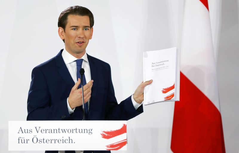 Head of People's Party (OeVP) Sebastian Kurz delivers a statement in Vienna