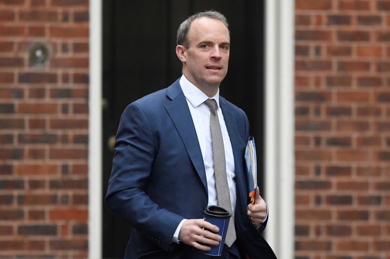 FILE PHOTO: Britain's Foreign Secretary Dominic Raab is seen at Downing Street in London