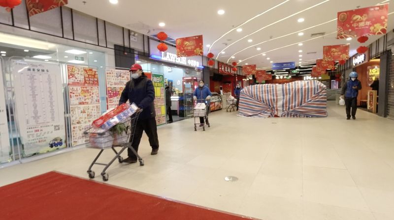 A general view inside a shopping mall in Wuhan