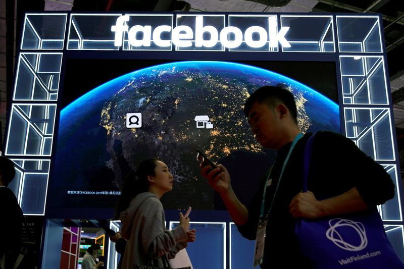 FILE PHOTO: A Facebook sign is seen at the second China International Import Expo (CIIE) in Shanghai,