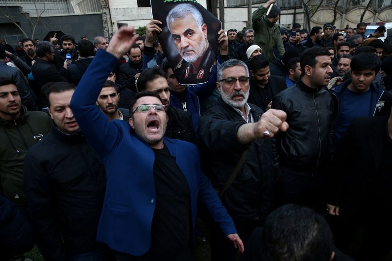FILE PHOTO: Protest against the killing of Iranian Major-General Soleimani in front of United Nations office in Tehran