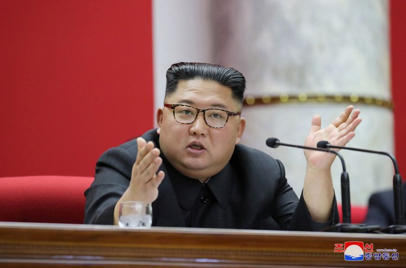 North Korean leader Kim Jong Un attends the 5th Plenary Meeting of the 7th Central Committee of the Workers' Party of Korea
