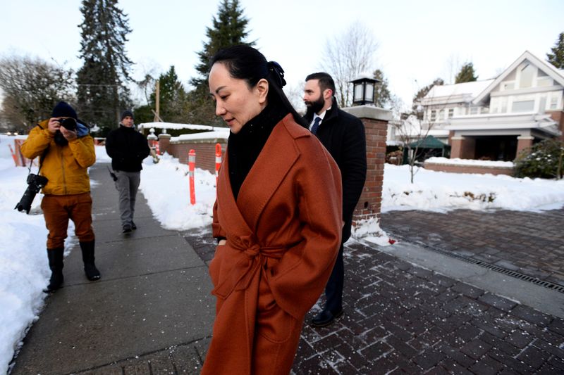 Huawei Chief Financial Officer Meng Wanzhou leaves her home to attend a case management conference in Vancouver