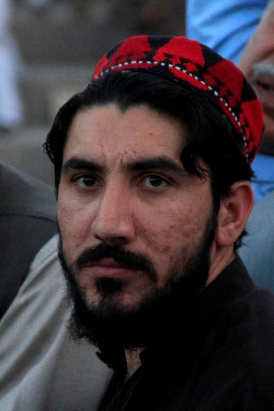 FILE PHOTO: Manzoor Pashteen, student activist and leader of PTM is seen during rally in Lahore,