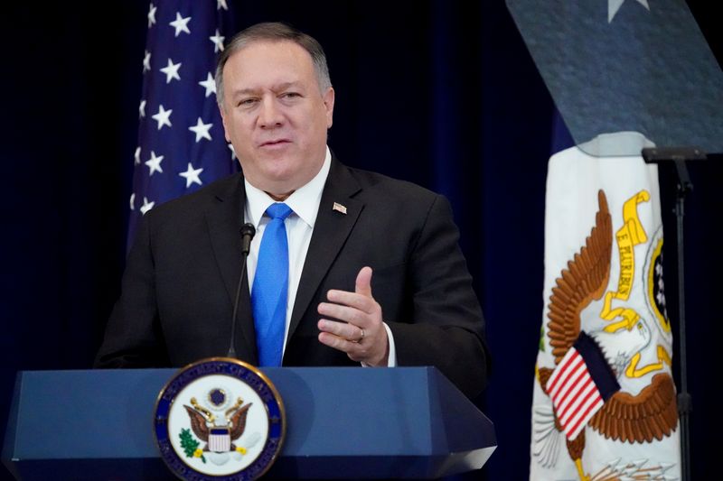 FILE PHOTO: U.S. Secretary of State Pompeo delivers remarks on human rights in Iran at the State Department in Washington
